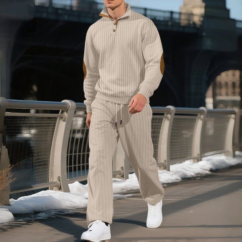 Stand Collar Jacquard Ribbed Knit Sweater