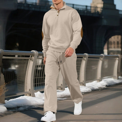 Stand Collar Jacquard Ribbed Knit Sweater