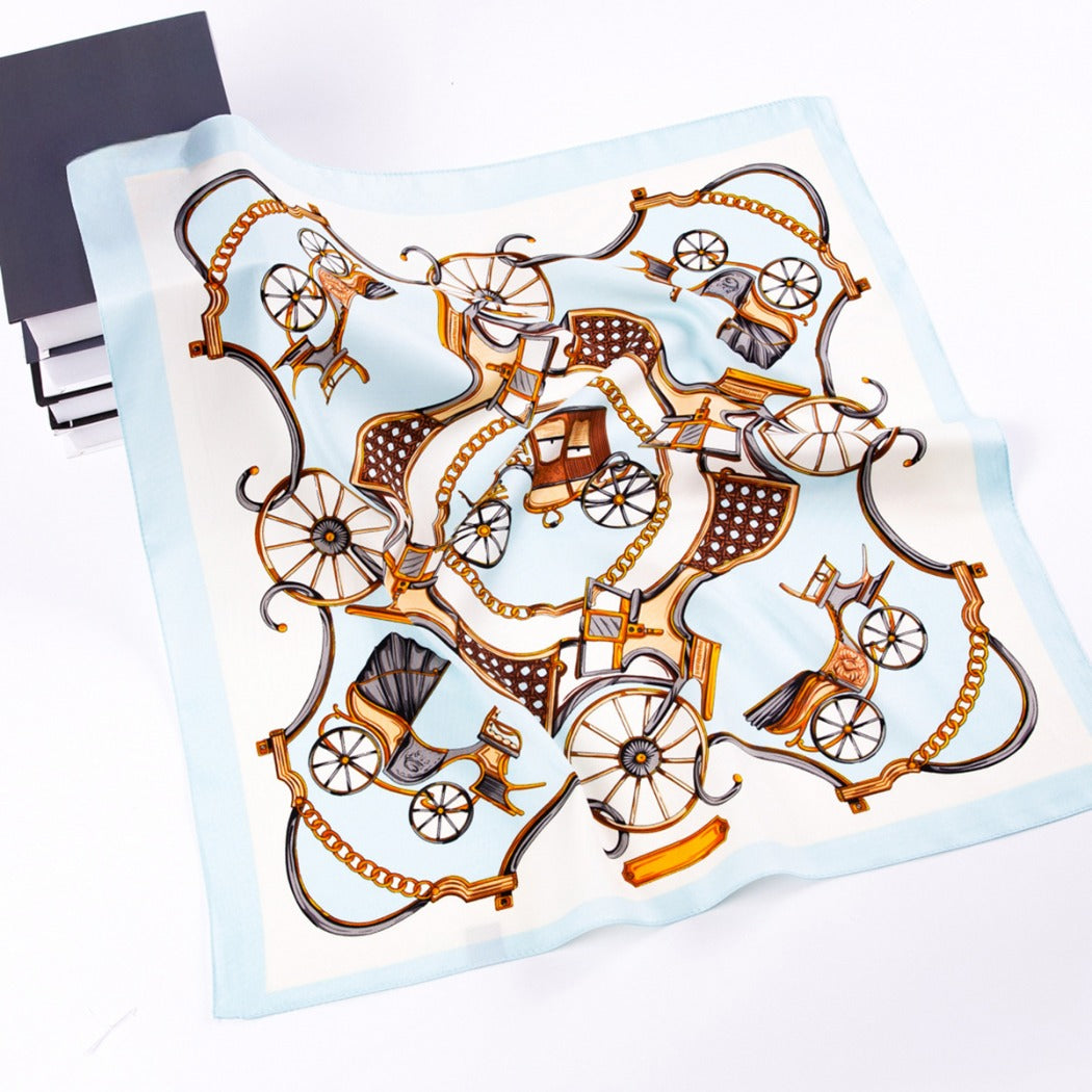 Scarvii - Pumpkin Carriage Print Square Scarf - Vintage &amp; Playful
