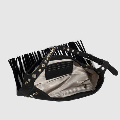 Cosbai - Boho Punk Fringe Shoulder Bag - Blod &amp; Classic