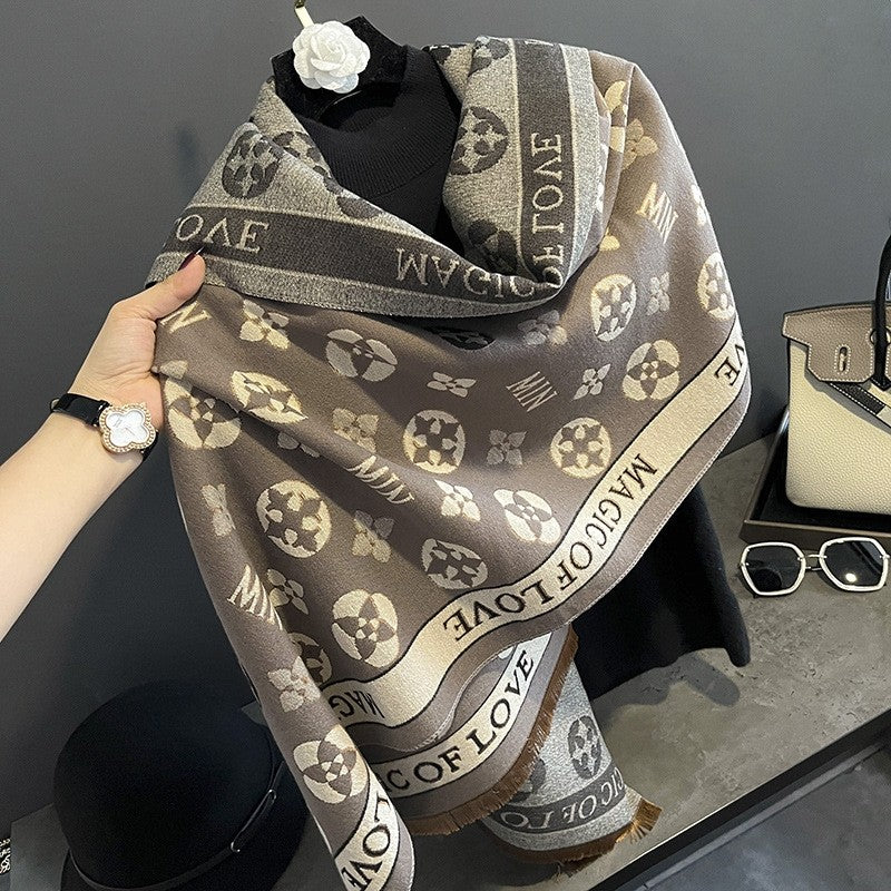 Faux Cashmere Print Fringed Scarf Warm Fashion