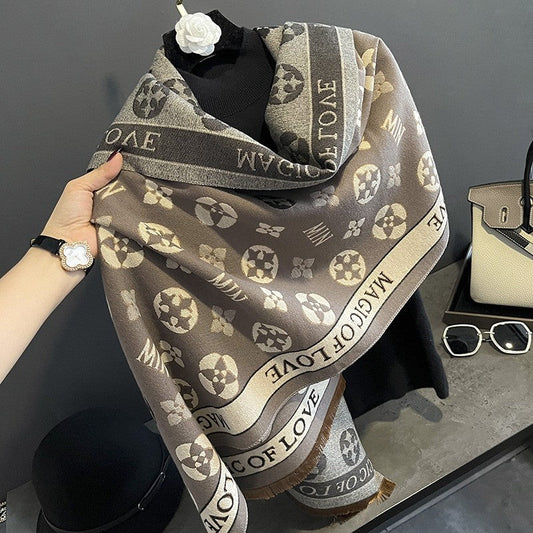 Faux Cashmere Print Fringed Scarf Warm Fashion
