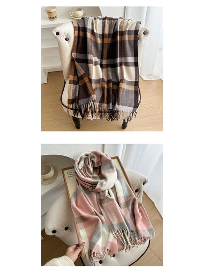 Scarvii - Colorblock Plaid Winter Scarf for Women