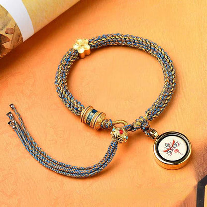 Hand-Painted Thangka Dharma Eye, God Of Wealth Eye, Tibetan Style Handwoven Bracelet