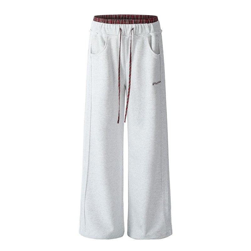 Wide Leg Slimming Sport Sweatpants Contrast Color