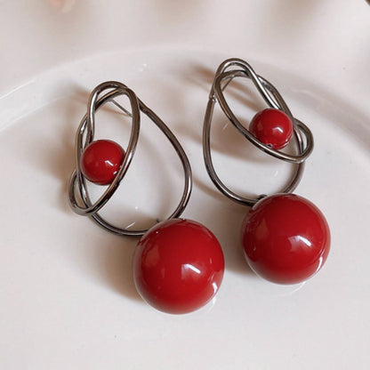 Earwish - Vintage Beaded And Metal Hoop Earrings - Classic