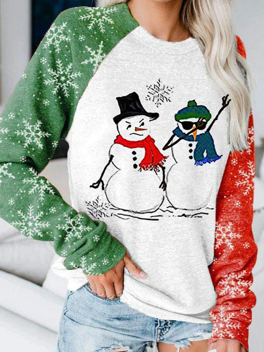 Christmas Women'S Snowman Small Tree Letter Print Long-Sleeved Set Headcoat
