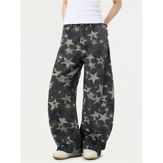 Vintage Star Camouflage Loose Wide Leg Pants