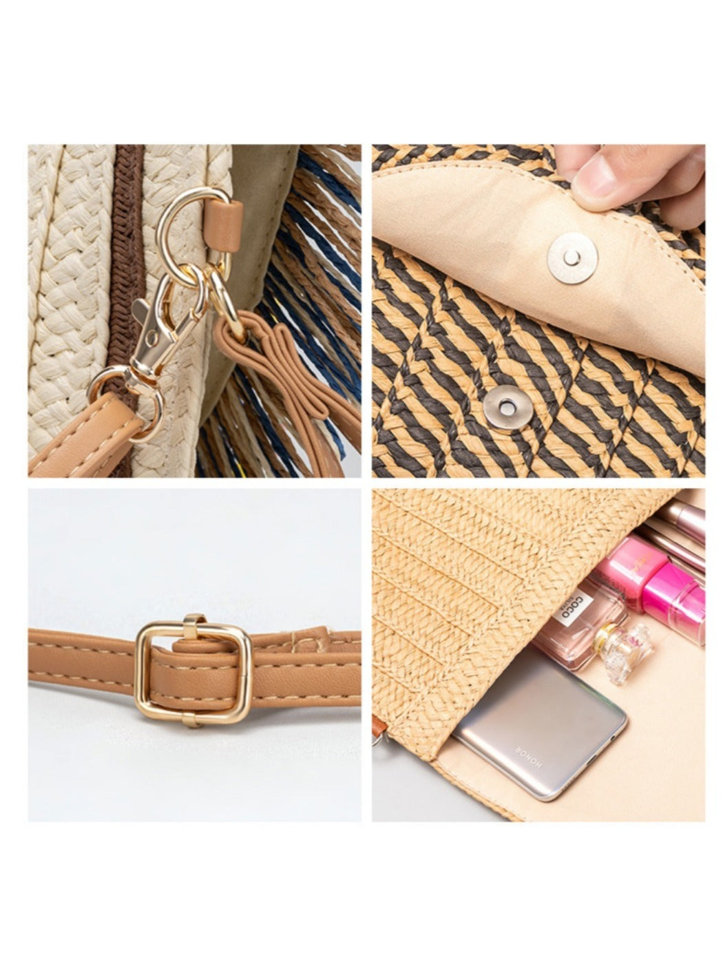 Cosbai - 2-in-1 Minimalist Woven Clutch &amp; Crossbody Bag