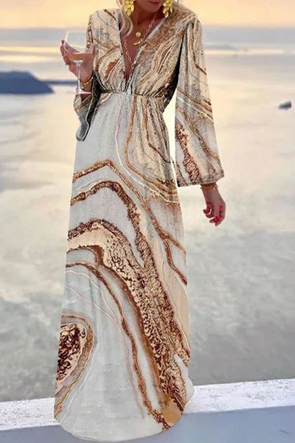 Check Her Stories Marble Print Party\/Vacation Dress