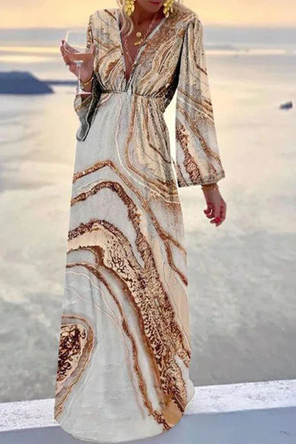 Check Her Stories Marble Print Party\/Vacation Dress