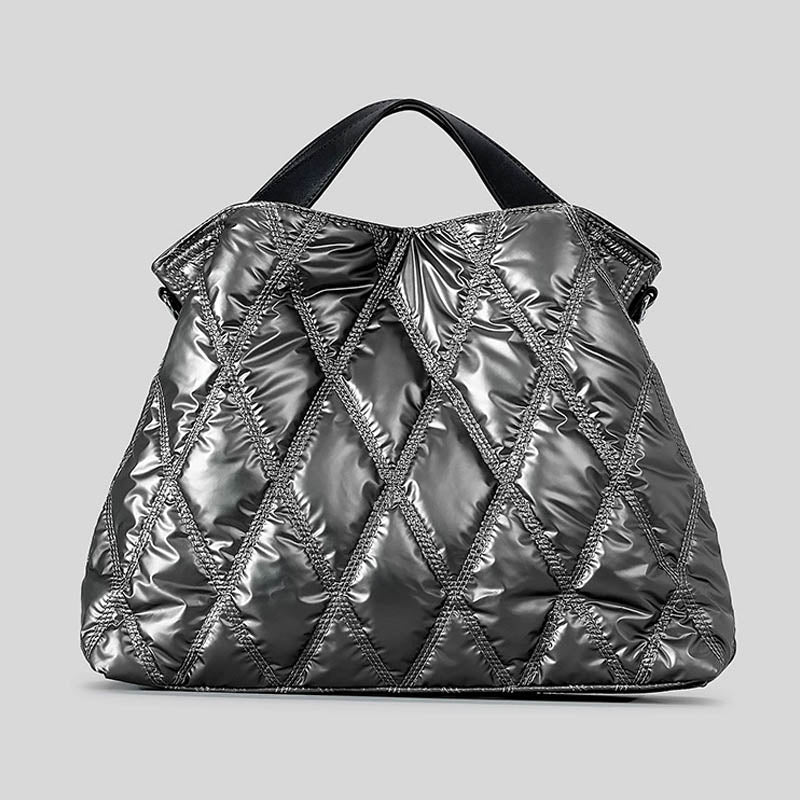 Trendy Solid Cotton Padded Tote Shoulder Bag