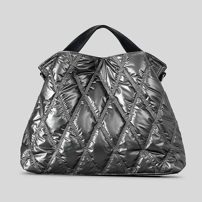 Trendy Solid Cotton Padded Tote Shoulder Bag