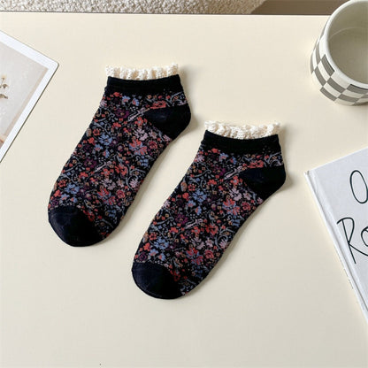 Rufia - Floral Lace Trim Ankle Socks