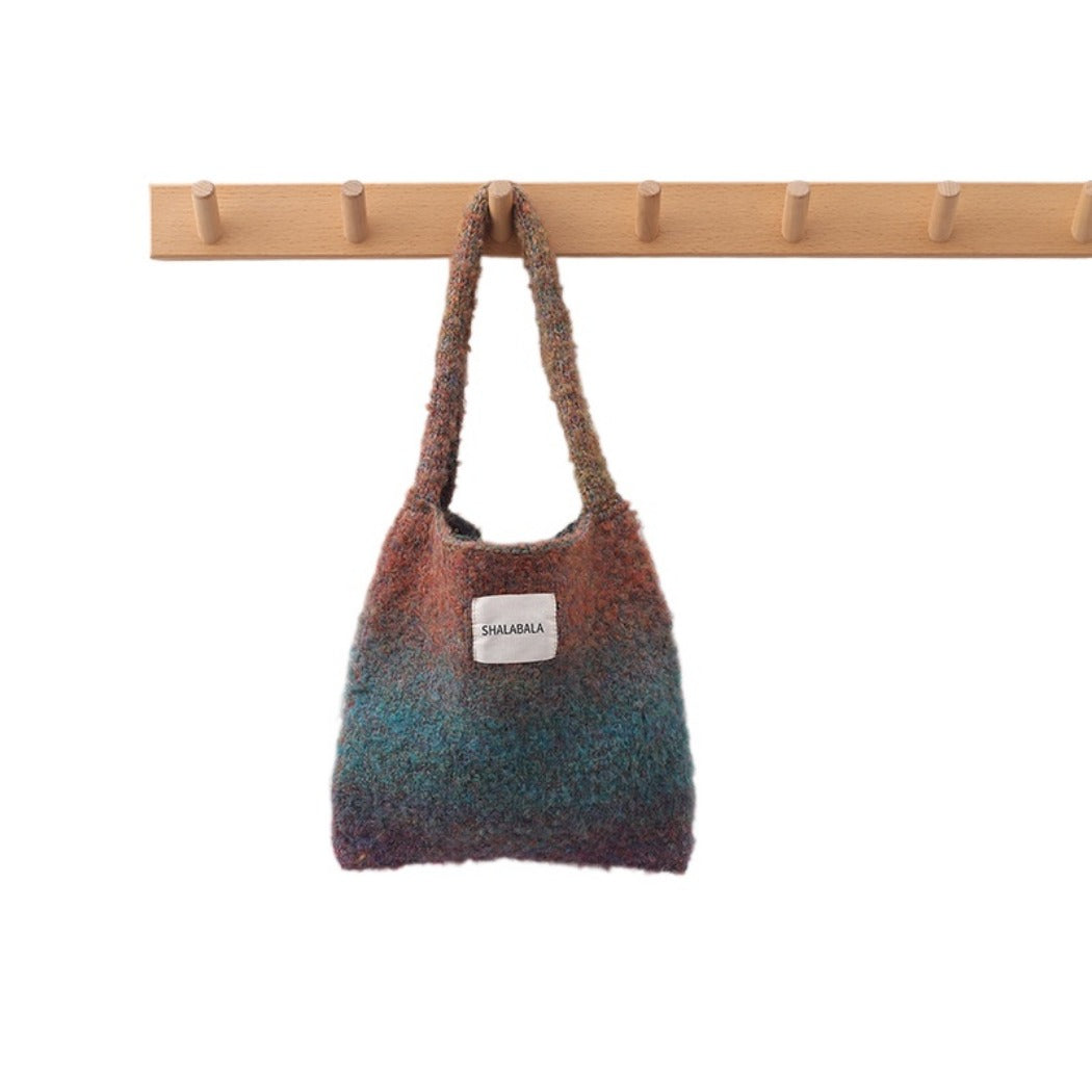 Cosbai - Vintage Ombre Knit Shoulder Bag - Simple &amp; Stylish