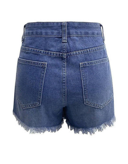 High Waist Washed Demin Shorts