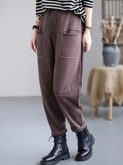 Casual Loose Solid Color Harem Pants Bottoms