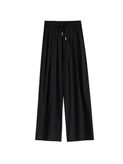 Loose Wide Leg Drawstring Solid Color Casual Pants Bottoms