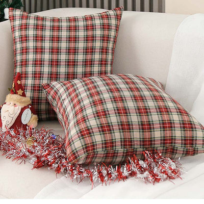Vintage Christmas Plaid Throw Pillow Covers