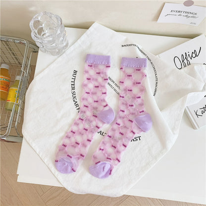Rufia - Colorful Geometric Pattern Summer Mid-Calf Socks