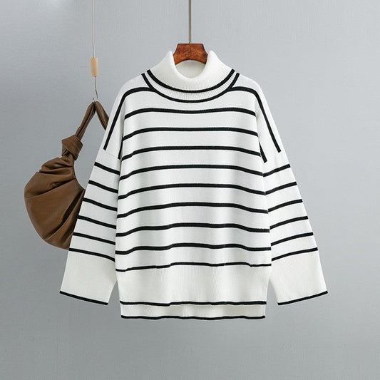 Turtleneck Loose Striped Loose Sweater