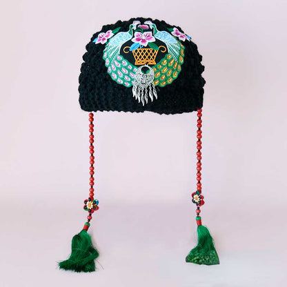 Autumn And Winter Embroidery Knitted Headbands, Women'S Warm Forehead Covers, Women'S Ethnic Style Hats