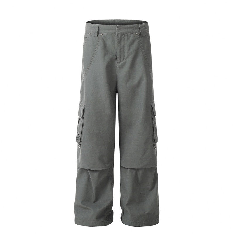 High-Waist Straight Leg Cargo Pants Cotton Loose Fit Women's Casual