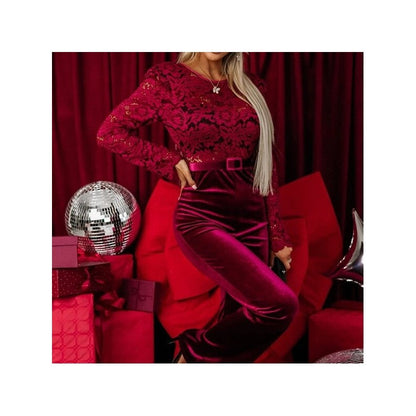 Lace Backless Slim Fit Jumpsuit With Long Sleeves