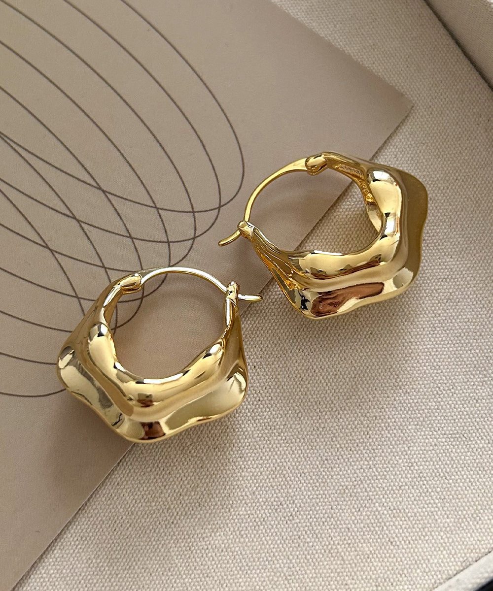 Fashion Gold Copper Overgild Hoop Earrings