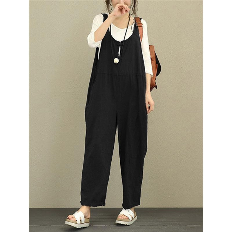 Leisure Solid Color Baggy Jumpsuit