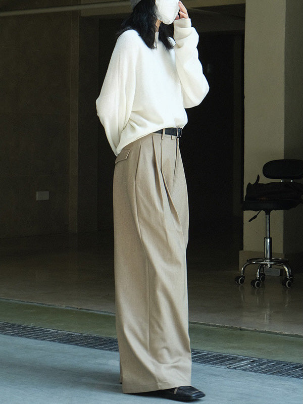 Urban Loose Wide Leg Pleated Solid Color Pants