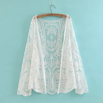 Crosa - Lace Beach Cover-Up – Sheer Swimwear Wrap &amp; Summer Cardigan