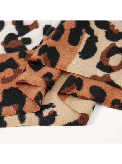 Sscarvii - Leopard Patchwork Tassel Winter Scarf