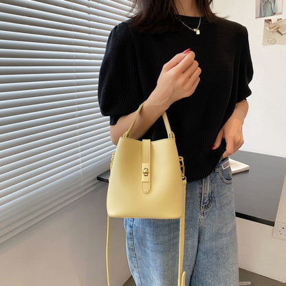 PU Leather Crossbody Bucket Bag