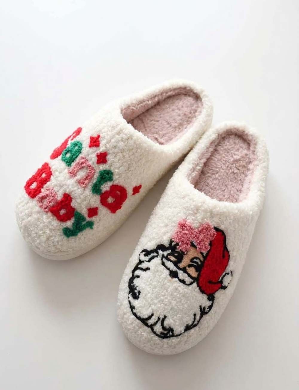 Winter Santa Claus Warm Fleece Indoor Slippers