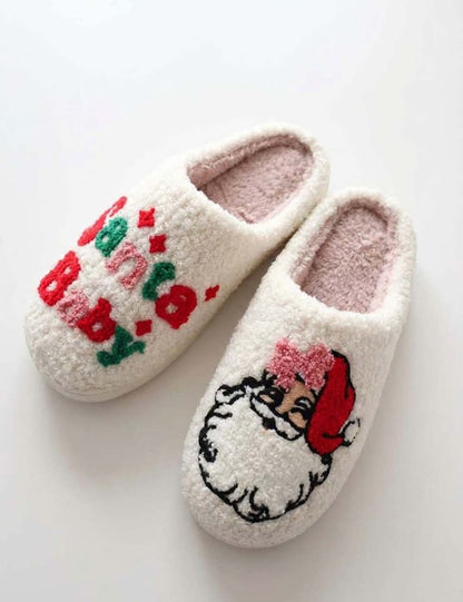 Winter Santa Claus Warm Fleece Indoor Slippers