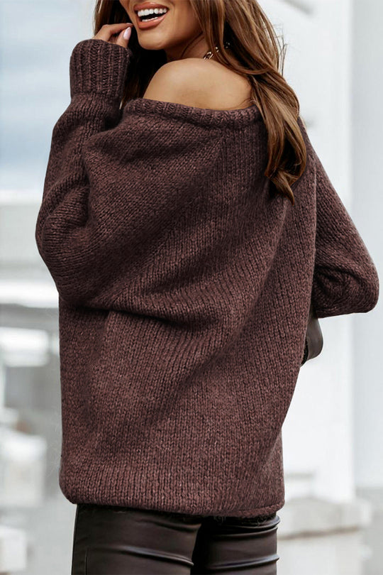 Women  Ribbed Knitted Oversized Pullover Sweater