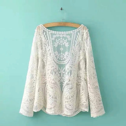 Crosa - Lace Beach Cover-Up – Sheer Swimwear Wrap &amp; Summer Cardigan