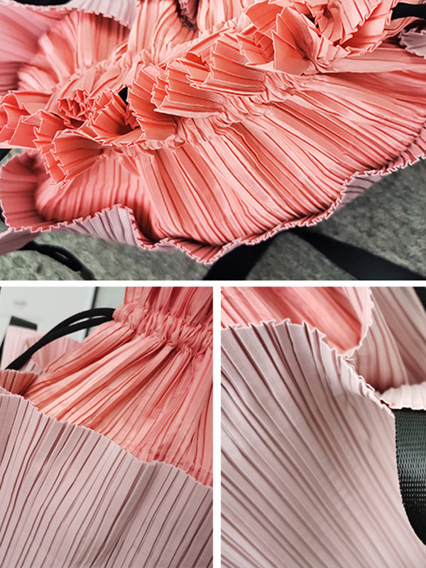 Contrast Color Drawstring Pleated Bags Accessories