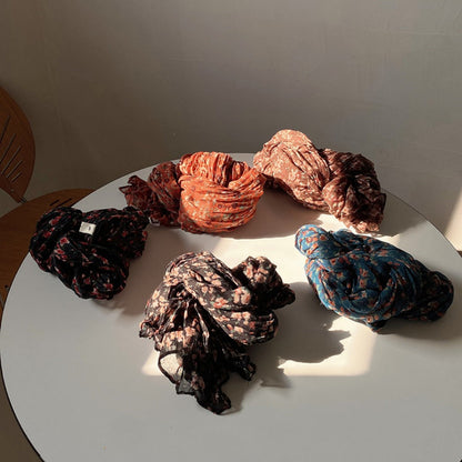Scarvii - Lightweight Floral Pattern Ruched Scarf