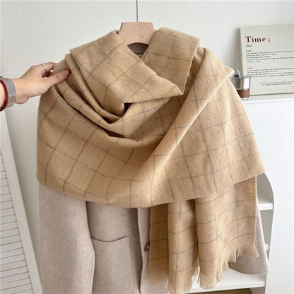 Plaid Fringe Warm Scarf