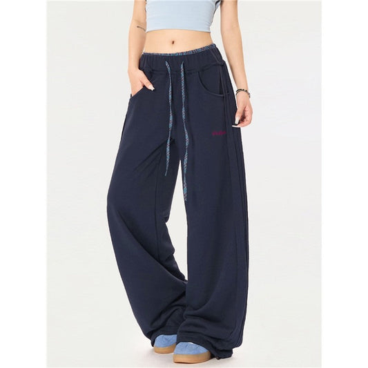 Wide Leg Slimming Sport Sweatpants Contrast Color
