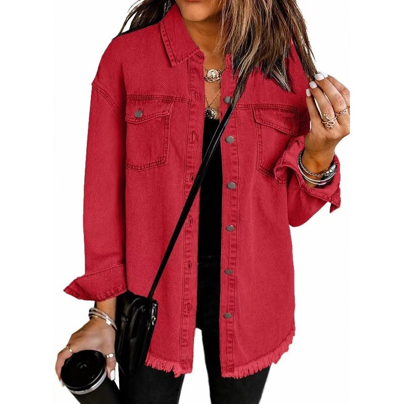 Solid Color Denim Shirt