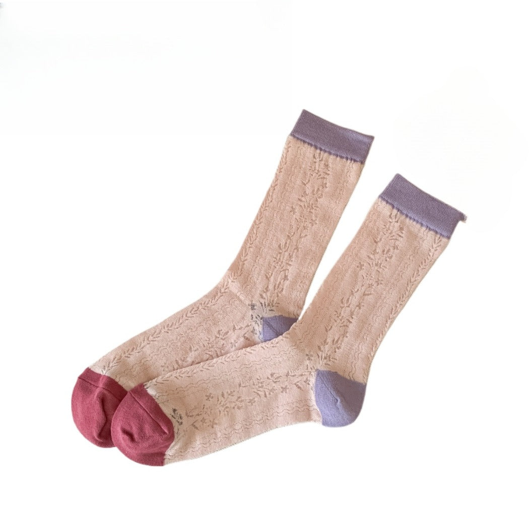 Rufia - Sweet Floral Mid-calf Socks for Women