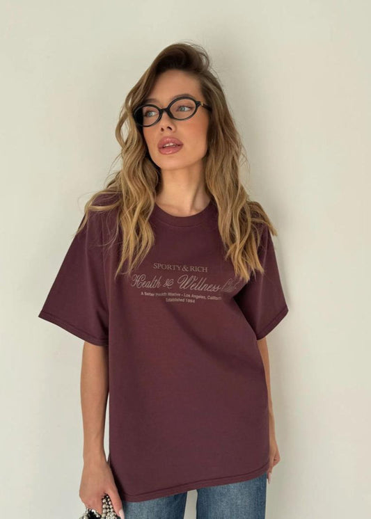 Oversized Cotton T Shirt with Vintage Print