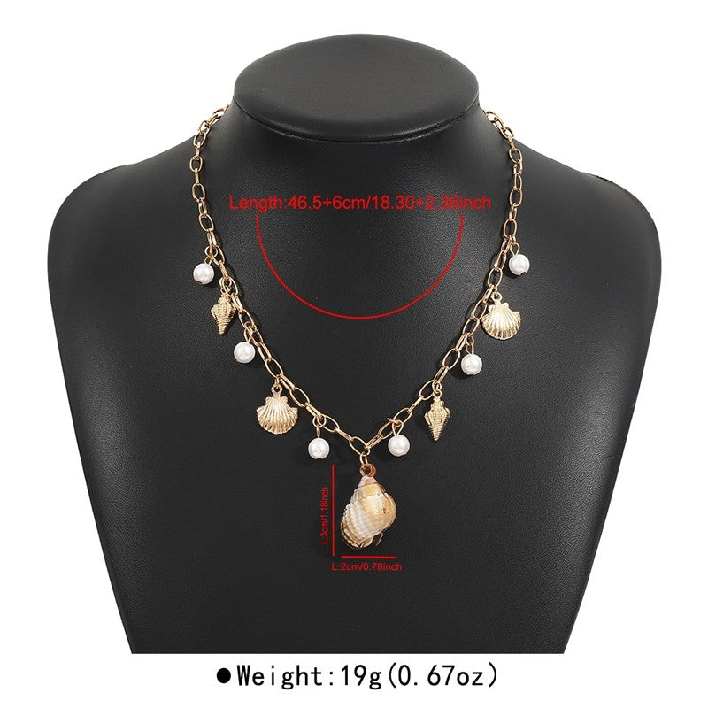 Pearl Starfish Shell Fringe Necklace