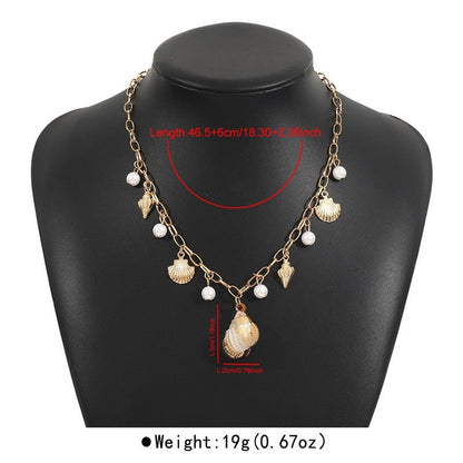Pearl Starfish Shell Fringe Necklace