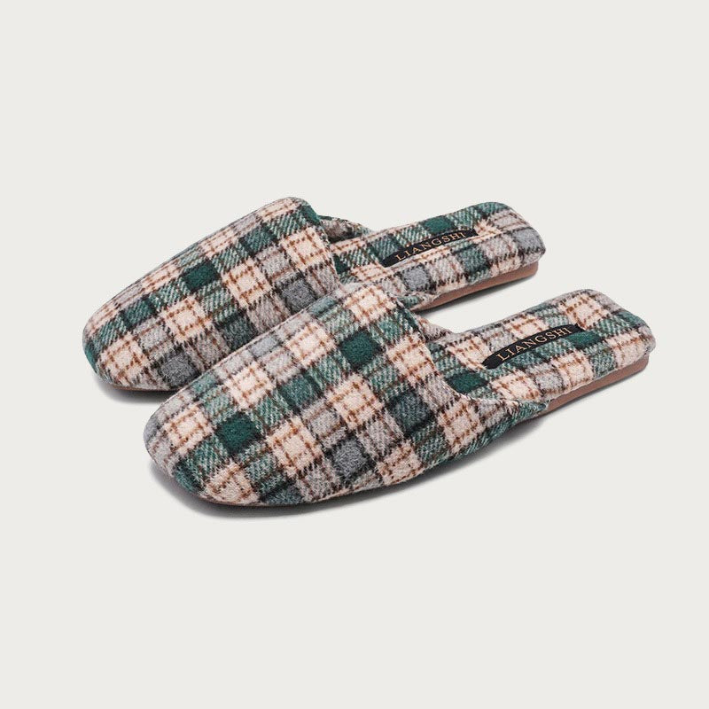 Plaid Color Block Soft Simple Slippers