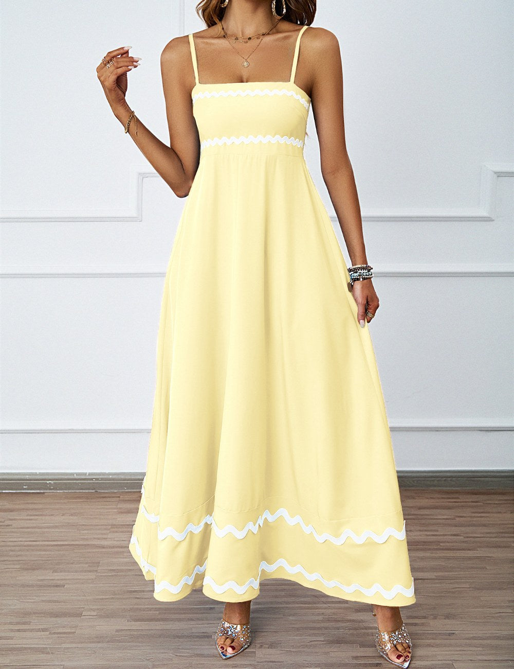Ruffle Sleeveless Spaghetti Maxi Dress