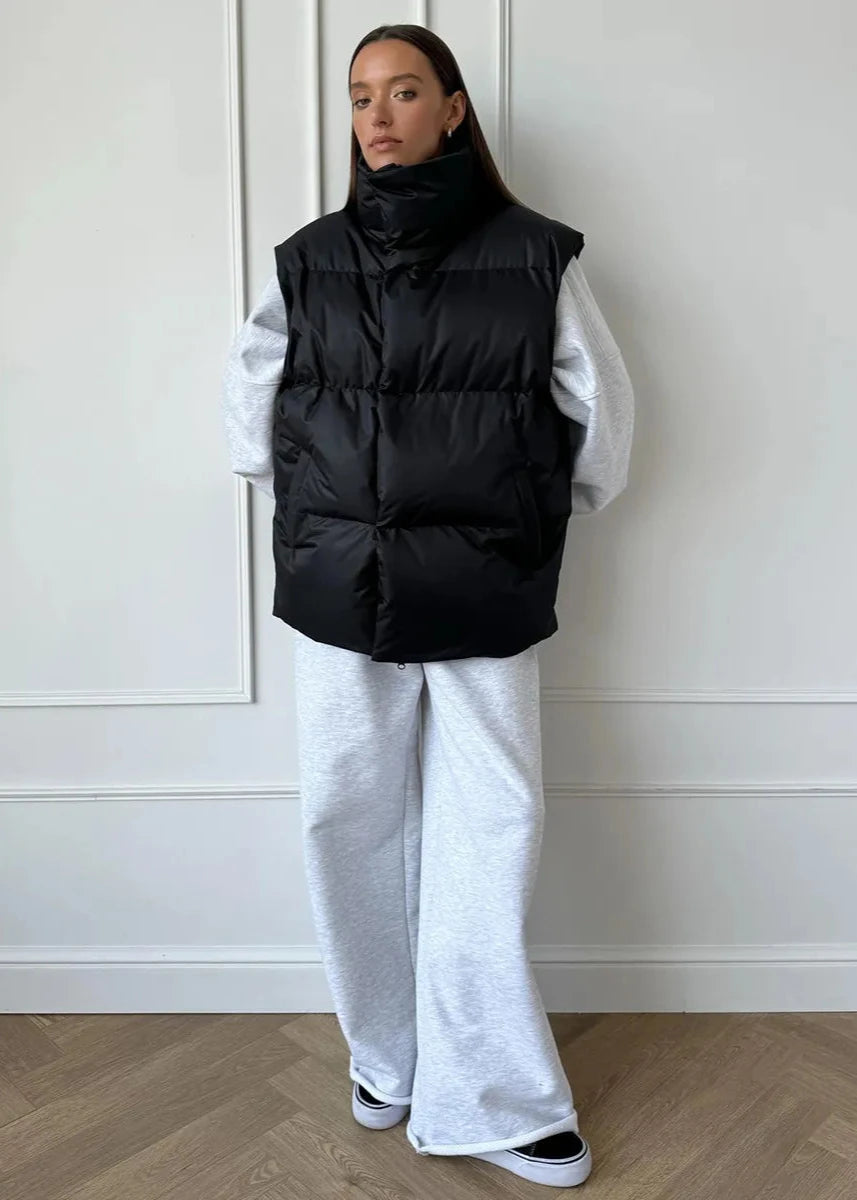 Padded Cotton Vest High Neck Sleeveless Design